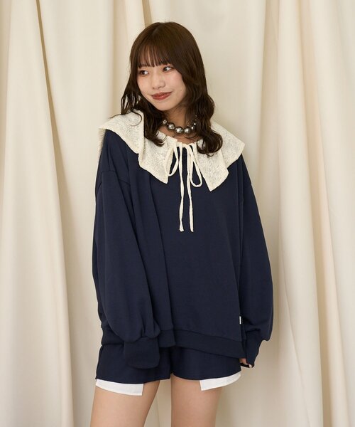 CIAOPANIC(チャオパニック)の「【neutral by ciaopanic】2WAYレースカラースウェット(スウェット・レディース・グレー/ネイビー・FREE)」の17枚目の写真
