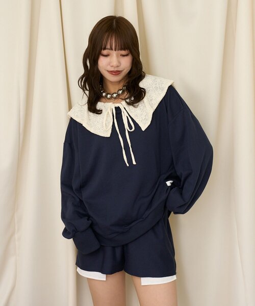 CIAOPANIC(チャオパニック)の「【neutral by ciaopanic】2WAYレースカラースウェット(スウェット・レディース・グレー/ネイビー・FREE)」の18枚目の写真