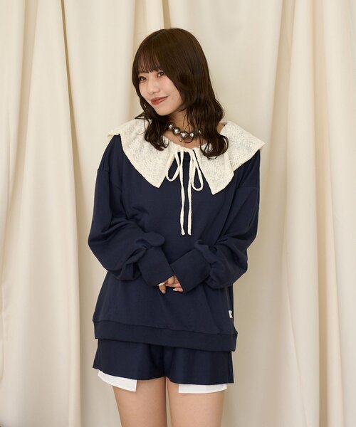 CIAOPANIC(チャオパニック)の「【neutral by ciaopanic】2WAYレースカラースウェット(スウェット・レディース・グレー/ネイビー・FREE)」の19枚目の写真