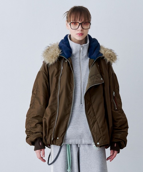 SeeSew(シーソー)の「【UNISEX】OVERSPEC N-2B JACKET/オーバーサイズN-2Bブルゾン(ミリタリージャケット・メンズ・ブラック/ブラウン/オリーブ・M/L)」の2枚目の写真