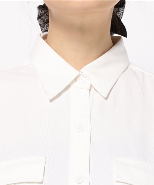 MOUSSY（マウジー）の「LONG KHAKI SHIRT（シャツ/ブラウス・レディース・ライトカーキ/ライトベージュ/ホワイト・FREE）」の13枚目の写真