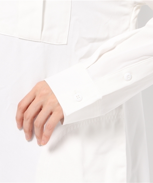 MOUSSY（マウジー）の「LONG KHAKI SHIRT（シャツ/ブラウス・レディース・ライトカーキ/ライトベージュ/ホワイト・FREE）」の14枚目の写真