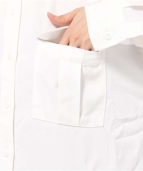 MOUSSY（マウジー）の「LONG KHAKI SHIRT（シャツ/ブラウス・レディース・ライトカーキ/ライトベージュ/ホワイト・FREE）」の15枚目の写真