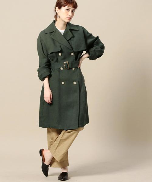 BEAUTY&YOUTH UNITED ARROWS（ビューティーアンドユースユナイテッドアローズ）の「＜TRADITIONAL WEATHERWEAR＞リネントレンチコート o（トレンチコート・レディース・ナチュラル/オリーブ・34）」の2枚目の写真