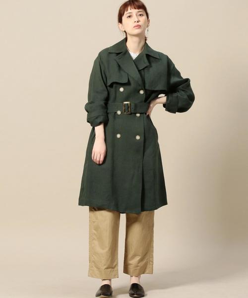 BEAUTY&YOUTH UNITED ARROWS（ビューティーアンドユースユナイテッドアローズ）の「＜TRADITIONAL WEATHERWEAR＞リネントレンチコート o（トレンチコート・レディース・ナチュラル/オリーブ・34）」の6枚目の写真