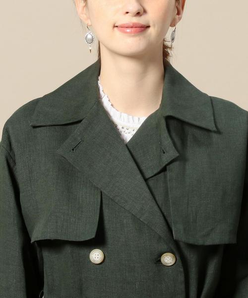 BEAUTY&YOUTH UNITED ARROWS（ビューティーアンドユースユナイテッドアローズ）の「＜TRADITIONAL WEATHERWEAR＞リネントレンチコート o（トレンチコート・レディース・ナチュラル/オリーブ・34）」の7枚目の写真