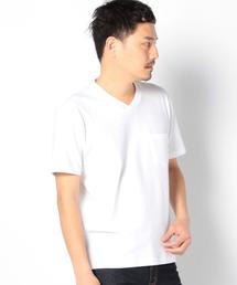 SHIPS | SA: "カナダ製" ピケ/Vネック ポケットTシャツ(Tシャツ/カットソー)