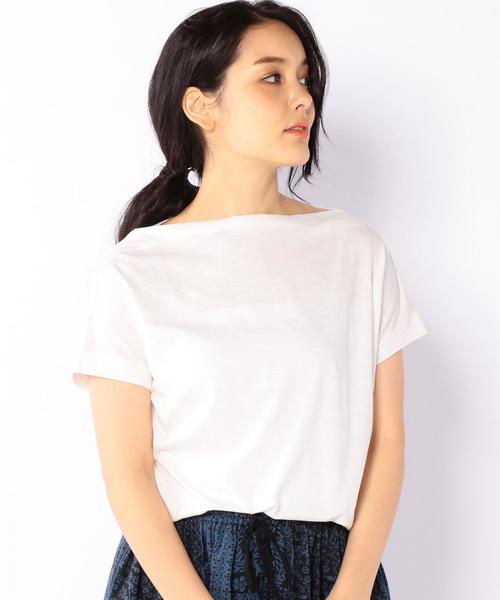 coen（コーエン）の「コットンモダールボートネックカットソー（Tシャツ/カットソー・レディース・オフホワイト/イエロー/その他1/その他2・MEDIUM/LARGE）」の2枚目の写真