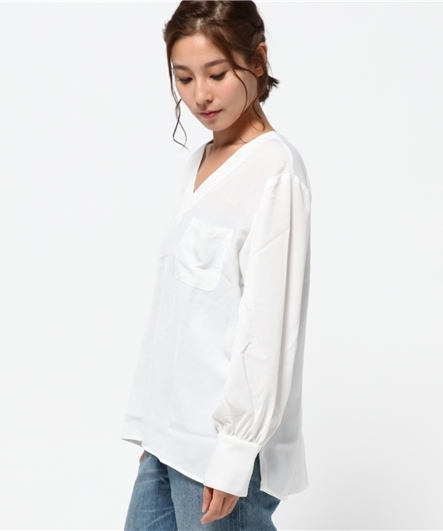 VENCEEXCHANGE(ヴァンスエクスチェンジ)の「フェザウント風ブラウス(シャツ/ブラウス・レディース・オフホワイト/ダークグリーン/ブラウン・MEDIUM)」の5枚目の写真