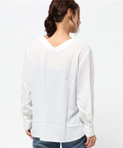 VENCEEXCHANGE(ヴァンスエクスチェンジ)の「フェザウント風ブラウス(シャツ/ブラウス・レディース・オフホワイト/ダークグリーン/ブラウン・MEDIUM)」の6枚目の写真