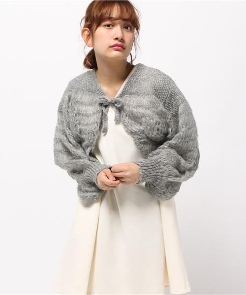 SLY(スライ)の「MOHAIR VOLUME SHORT C/D(カーディガン/ボレロ・レディース・ミント/イエロー系その他/グレー・FREE)」の1枚目の写真