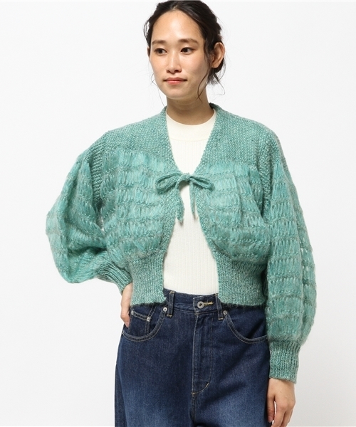 SLY(スライ)の「MOHAIR VOLUME SHORT C/D(カーディガン/ボレロ・レディース・ミント/イエロー系その他/グレー・FREE)」の2枚目の写真