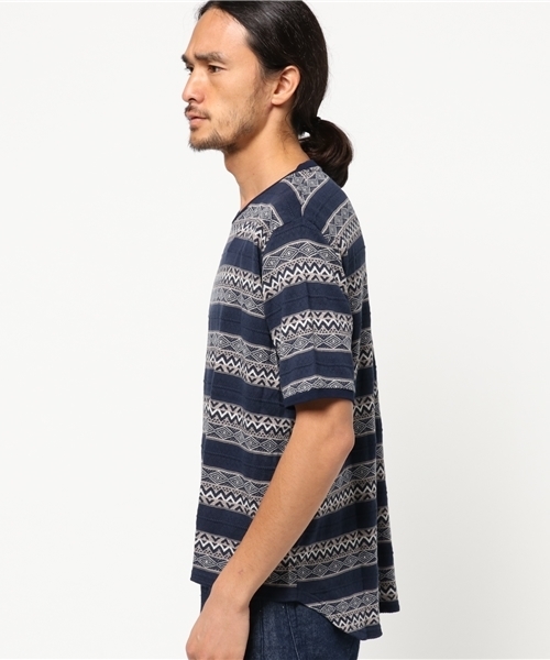 rovtski(ロフトスキー)の「綿モダールジャガードBIG TEE(Tシャツ/カットソー・メンズ・ネイビー/ブラウン/グレー・LARGE/MEDIUM)」の4枚目の写真