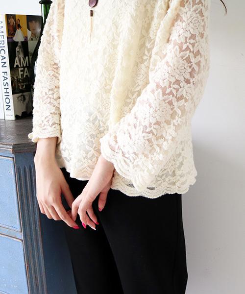 N.（N. Natural Beauty Basic）（エヌエヌナチュラルビューティーベーシック）の「2WAYレースブラウス【セットアップ対応商品】（シャツ/ブラウス・レディース・ブラック/ホワイト・MEDIUM/SMALL）」の14枚目の写真