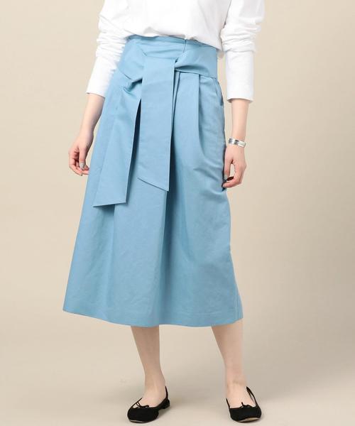 BEAUTY&YOUTH UNITED ARROWS(ビューティーアンドユースユナイテッドアローズ)の「BY コットンミックス ミドル丈 ベルトスカート◆(スカート・レディース・ケリー/ベージュ/ライトブルー・SMALL/MEDIUM)」の3枚目の写真