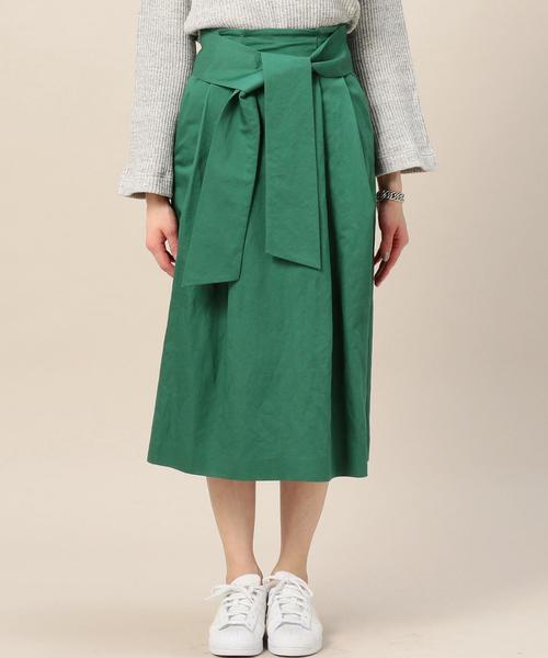 BEAUTY&YOUTH UNITED ARROWS(ビューティーアンドユースユナイテッドアローズ)の「BY コットンミックス ミドル丈 ベルトスカート◆(スカート・レディース・ケリー/ベージュ/ライトブルー・SMALL/MEDIUM)」の5枚目の写真