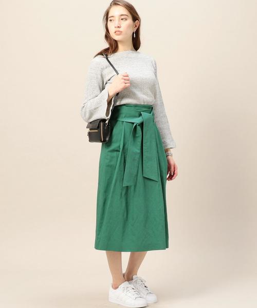 BEAUTY&YOUTH UNITED ARROWS(ビューティーアンドユースユナイテッドアローズ)の「BY コットンミックス ミドル丈 ベルトスカート◆(スカート・レディース・ケリー/ベージュ/ライトブルー・SMALL/MEDIUM)」の7枚目の写真