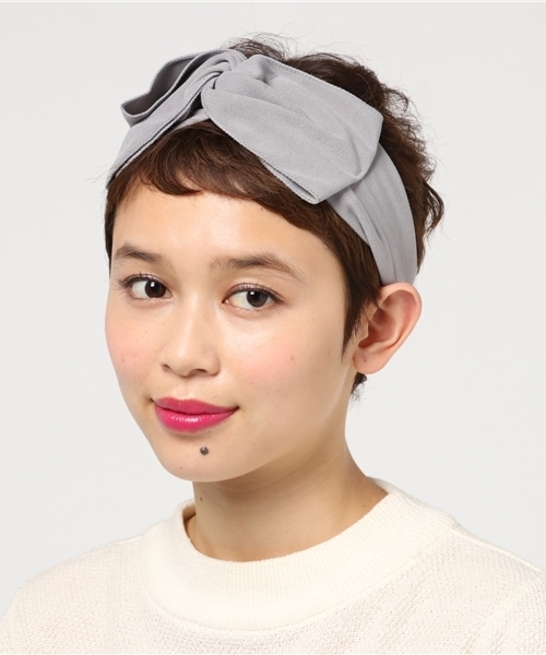 studio CLIP（スタディオクリップ）の「起毛リボンヘアバンド（ヘアバンド・レディース・ピンク/ライトグレー・FREE）」の2枚目の写真