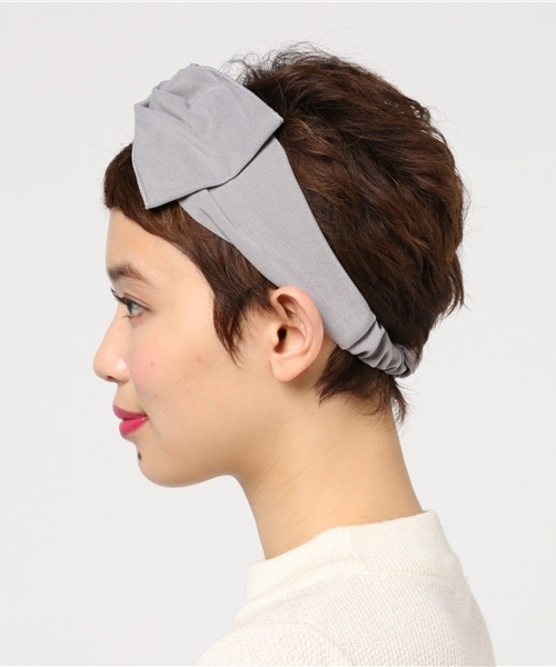studio CLIP（スタディオクリップ）の「起毛リボンヘアバンド（ヘアバンド・レディース・ピンク/ライトグレー・FREE）」の5枚目の写真