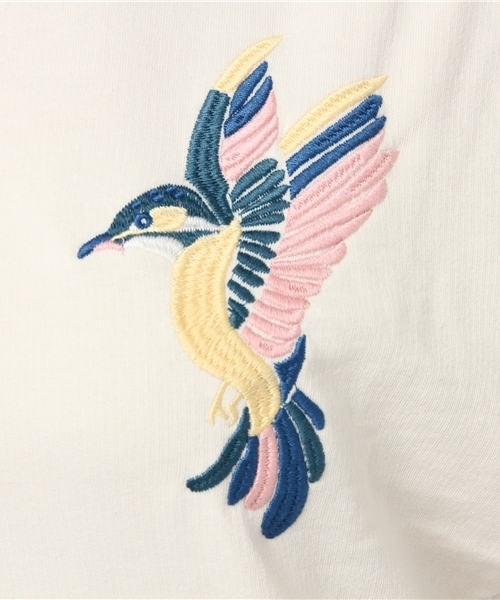 DOUBLE NAME(ダブルネーム)の「裏毛プルオーバー(coloful bird刺繍)(Tシャツ/カットソー・レディース・ブラック/オフホワイト/杢グレー/サックスブルー・FREE)」の12枚目の写真