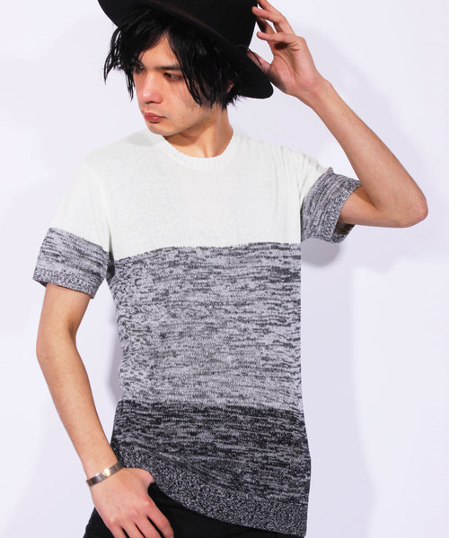 8(eight)(エイト)の「ボーダー サマーニット 半袖Tシャツ(Tシャツ/カットソー・メンズ・ベージュ/ネイビー/ブラック・LARGE/MEDIUM/X-LARGE)」の2枚目の写真