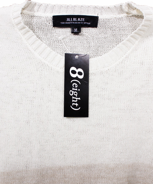 8(eight)(エイト)の「ボーダー サマーニット 半袖Tシャツ(Tシャツ/カットソー・メンズ・ベージュ/ネイビー/ブラック・LARGE/MEDIUM/X-LARGE)」の5枚目の写真
