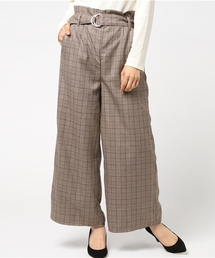 INTERPLANET | グレンチェックベルト付ワイドパンツ(その他パンツ)