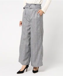 INTERPLANET | グレンチェックベルト付ワイドパンツ(その他パンツ)