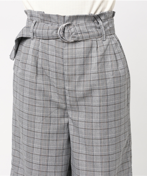 INTERPLANET（インタープラネット）の「グレンチェックベルト付ワイドパンツ（その他パンツ・レディース・ブラック/ブラウン・FREE）」の6枚目の写真