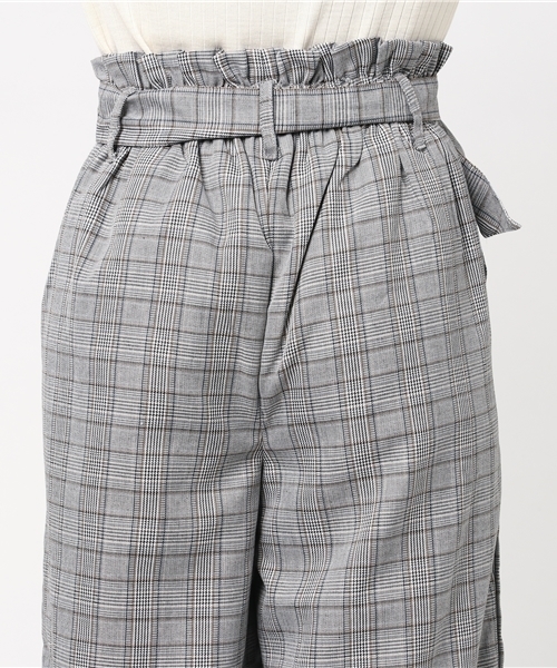 INTERPLANET（インタープラネット）の「グレンチェックベルト付ワイドパンツ（その他パンツ・レディース・ブラック/ブラウン・FREE）」の7枚目の写真