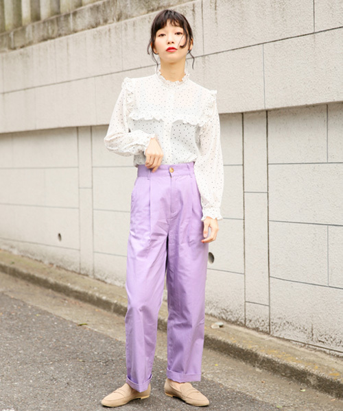 LOWRYS FARM(ローリーズファーム)の「オックスカラーワイドパンツ 783374 (その他パンツ・レディース・ブラック/ライラック/オレンジ/ベージュ・MEDIUM/LARGE)」の14枚目の写真