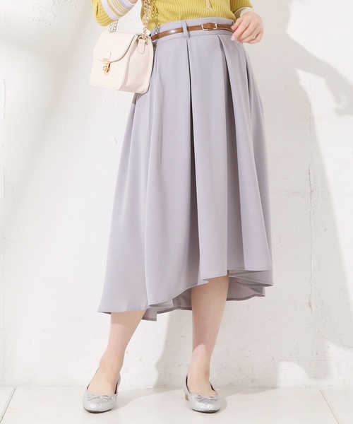 natural couture（ナチュラルクチュール）の「合皮ベルト付きイレヘムスカート（スカート・レディース・ベージュ/ピンク/グレー/ブラック・FREE）」の3枚目の写真