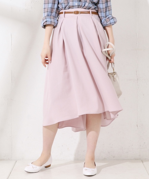 natural couture（ナチュラルクチュール）の「合皮ベルト付きイレヘムスカート（スカート・レディース・ベージュ/ピンク/グレー/ブラック・FREE）」の4枚目の写真