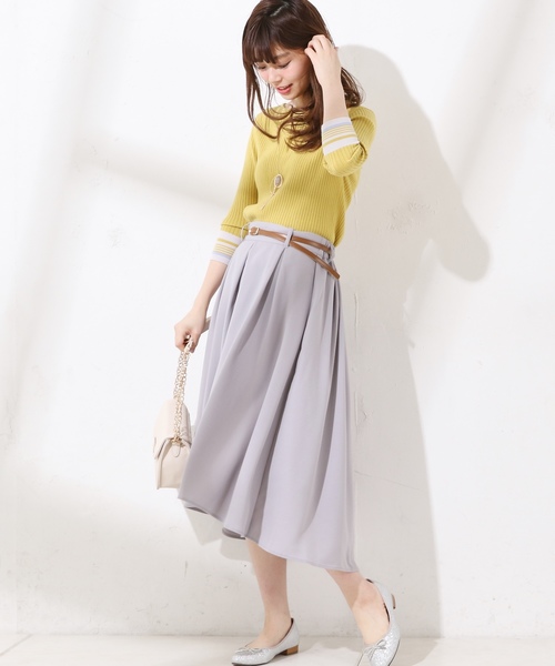 natural couture（ナチュラルクチュール）の「合皮ベルト付きイレヘムスカート（スカート・レディース・ベージュ/ピンク/グレー/ブラック・FREE）」の7枚目の写真