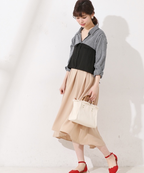 natural couture（ナチュラルクチュール）の「合皮ベルト付きイレヘムスカート（スカート・レディース・ベージュ/ピンク/グレー/ブラック・FREE）」の9枚目の写真