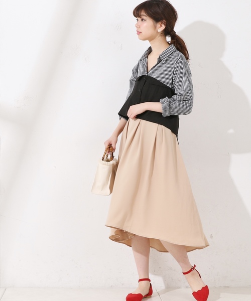 natural couture（ナチュラルクチュール）の「合皮ベルト付きイレヘムスカート（スカート・レディース・ベージュ/ピンク/グレー/ブラック・FREE）」の10枚目の写真