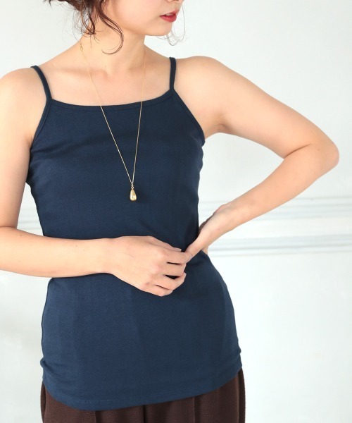 DONOBAN（ドノバン）の「コットンフライスキャミソール（キャミソール・レディース・ブラック/ホワイト/ネイビー/チャコールグレー/杢グレー/カーキ/グレイッシュベージュ・M/L/LL/4L/3L）」の7枚目の写真