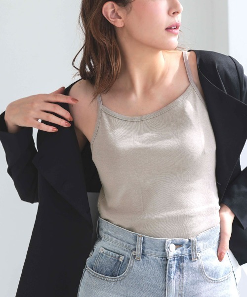 DONOBAN（ドノバン）の「コットンフライスキャミソール（キャミソール・レディース・ブラック/ホワイト/ネイビー/チャコールグレー/杢グレー/カーキ/グレイッシュベージュ・M/L/LL/4L/3L）」の5枚目の写真