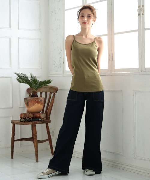 DONOBAN（ドノバン）の「コットンフライスキャミソール（キャミソール・レディース・ブラック/ホワイト/ネイビー/チャコールグレー/杢グレー/カーキ/グレイッシュベージュ・M/L/LL/4L/3L）」の15枚目の写真