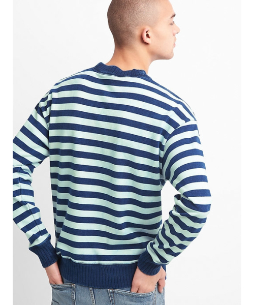 GAP（ギャップ）の「Gap インディゴプルオーバー スウェットシャツ（フレンチテリー）（スウェット・メンズ・ダークインディゴブルー/ホワイト×ブルー・L/M/S/XL/XS）」の7枚目の写真