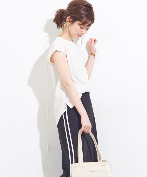 natural couture（ナチュラルクチュール）の「ワッフルTシャツ（Tシャツ/カットソー・レディース・アイボリー/ブラック/トップグレー/ピンクベージュ/レッド・FREE）」の12枚目の写真