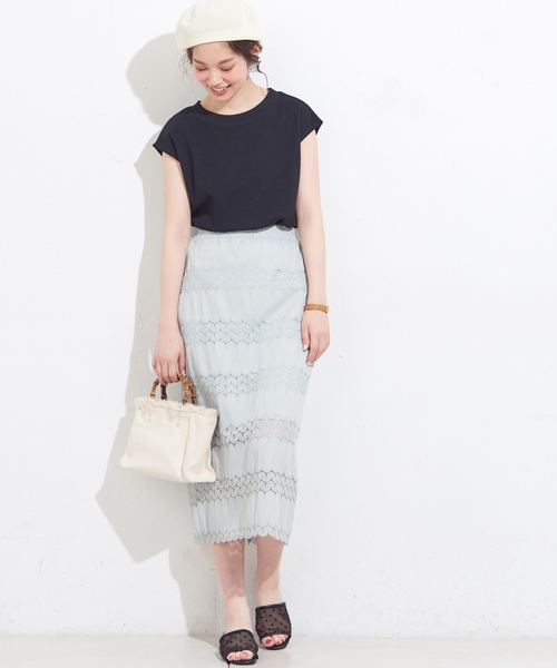 natural couture（ナチュラルクチュール）の「ワッフルTシャツ（Tシャツ/カットソー・レディース・アイボリー/ブラック/トップグレー/ピンクベージュ/レッド・FREE）」の6枚目の写真