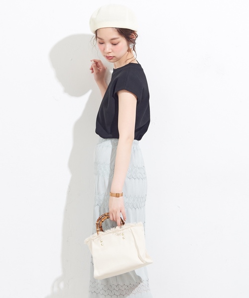 natural couture（ナチュラルクチュール）の「ワッフルTシャツ（Tシャツ/カットソー・レディース・アイボリー/ブラック/トップグレー/ピンクベージュ/レッド・FREE）」の18枚目の写真