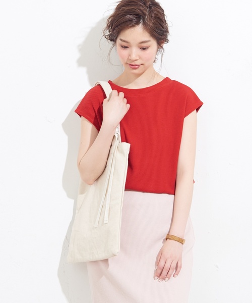 natural couture（ナチュラルクチュール）の「ワッフルTシャツ（Tシャツ/カットソー・レディース・アイボリー/ブラック/トップグレー/ピンクベージュ/レッド・FREE）」の22枚目の写真