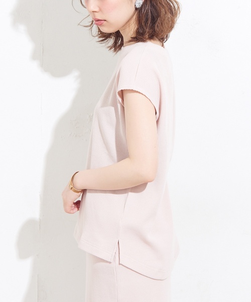 natural couture（ナチュラルクチュール）の「ワッフルTシャツ（Tシャツ/カットソー・レディース・アイボリー/ブラック/トップグレー/ピンクベージュ/レッド・FREE）」の17枚目の写真