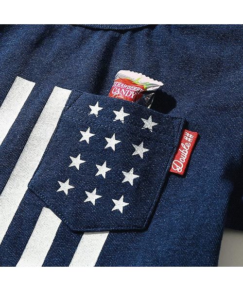 devirock（デビロック）の「カットデニム星条旗プリント半袖Tシャツ カットソー（Tシャツ/カットソー・キッズ・ネイビー/サックスブルー・110cm/100cm/120cm/130cm/140cm/150cm/160cm）」の6枚目の写真
