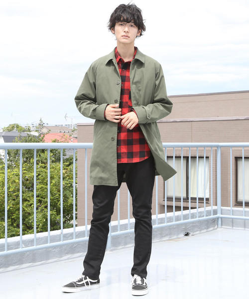 coen（コーエン）の「2WAYスプリットラグランステンカラーコート（ステンカラーコート・メンズ・オリーブ/ネイビー/ベージュ・LARGE/MEDIUM/SMALL/X-LARGE）」の8枚目の写真