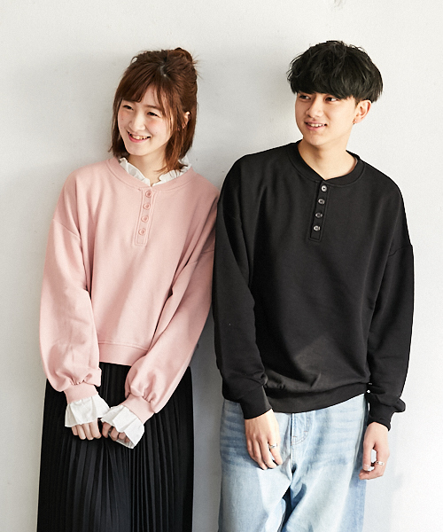 PairPair(ペアペア)の「裏毛ヘンリーネックプルオーバー(Tシャツ/カットソー・メンズ・ブラック/ベージュ/ライトグリーン・FREE)」の4枚目の写真