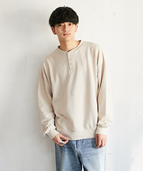 PairPair(ペアペア)の「裏毛ヘンリーネックプルオーバー(Tシャツ/カットソー・メンズ・ブラック/ベージュ/ライトグリーン・FREE)」の14枚目の写真