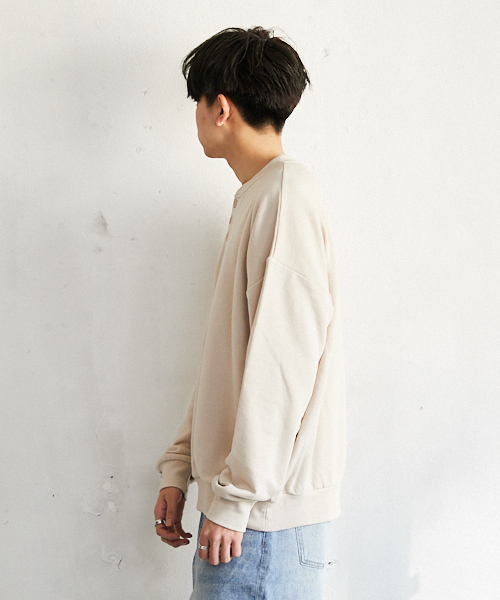 PairPair(ペアペア)の「裏毛ヘンリーネックプルオーバー(Tシャツ/カットソー・メンズ・ブラック/ベージュ/ライトグリーン・FREE)」の15枚目の写真